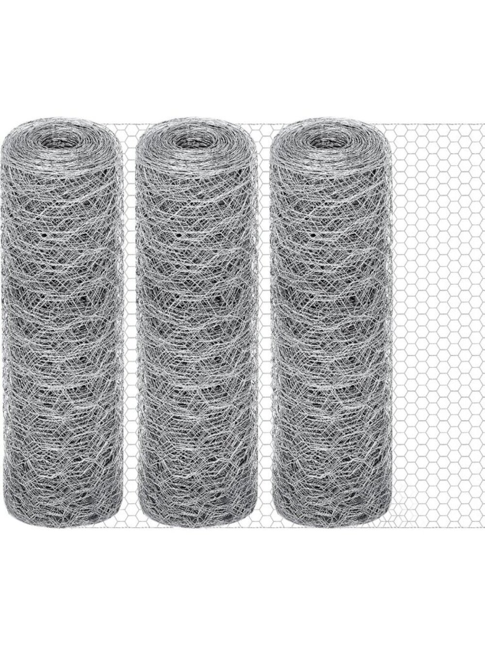 12x300 ft Chicken Wire Mesh Fencing - Galvanized Steel, 1in Hexagonal Netting